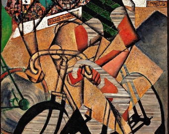 At the Cycle Race Painting by Jean Metzinger Reproduction