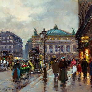 Paris Street Scene Painting by Edouard Leon Cortes Reproduction