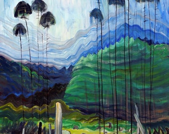 Árboles en el cielo Pintura de Emily Carr Art Reproduction