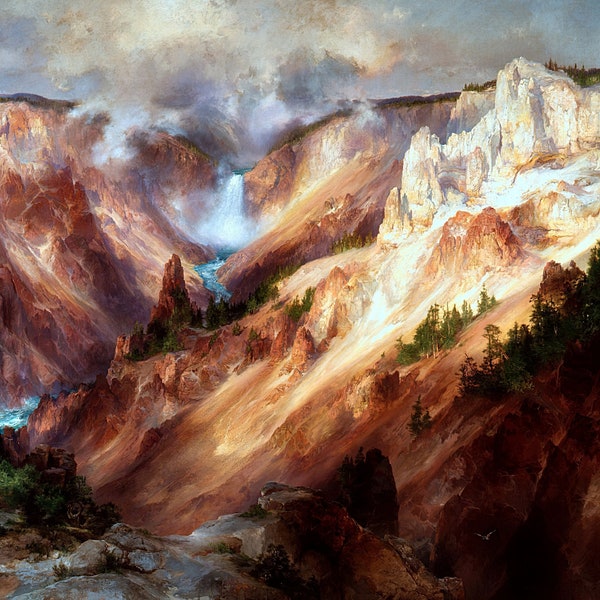 Grand Canyon of the Yellowstone Painting by Thomas Moran Reproduction