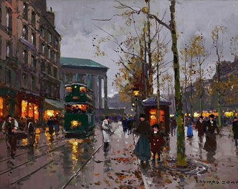 Boulevard De La Madeleine, París Pintura de Edouard Leon Cortes Reproducción