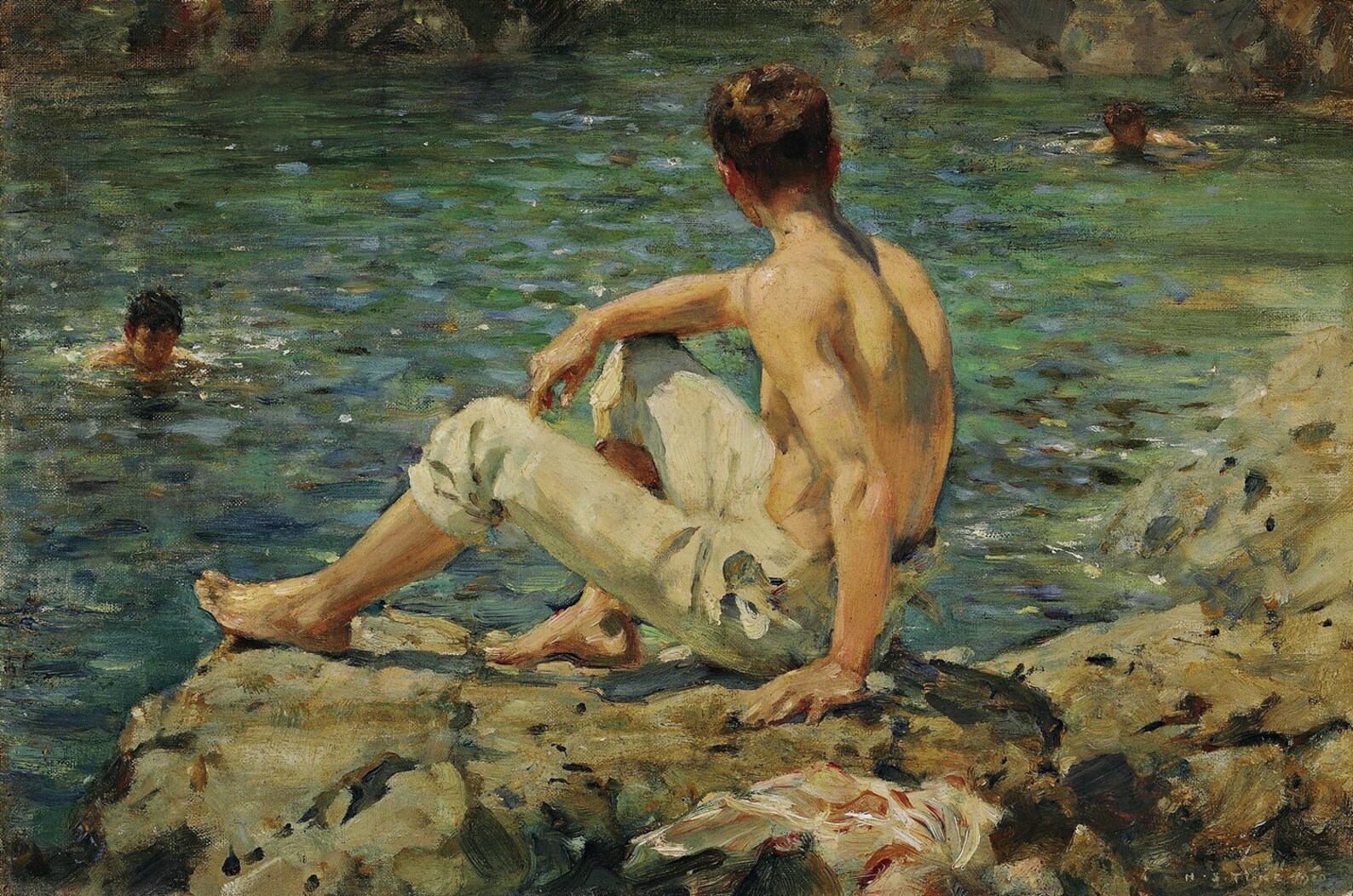 Gay Oil Painting Henry Scott Tuke Young Boys After Swimming In Summer By Beach