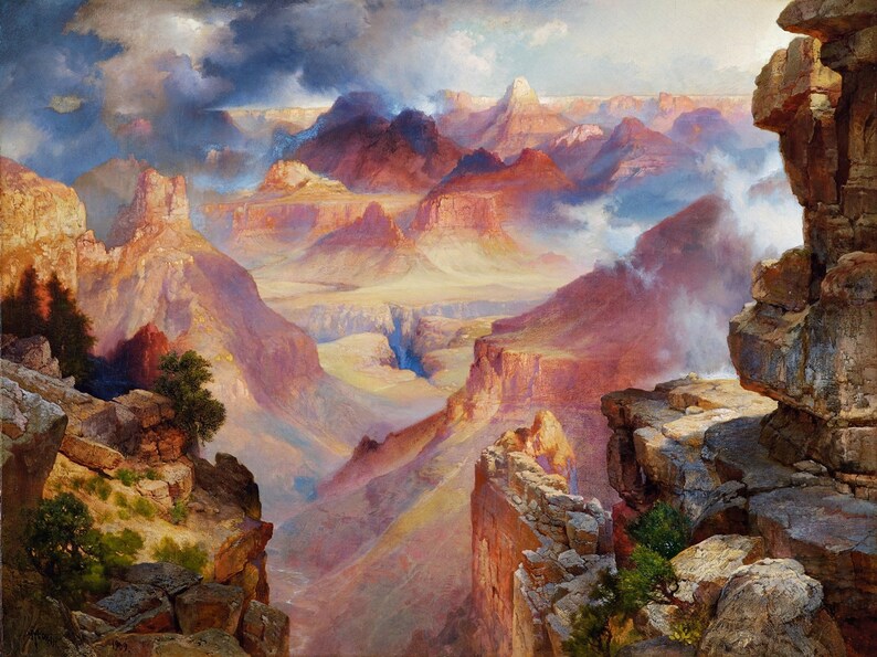 Grand Canyon of Arizona at Sunset Painting by Thomas Moran Art Reproduction
