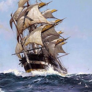Reproducción de la pintura Cresta de una ola de Montague Dawson – Lienzo/Papel/Estirado Giclée