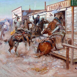 In Without Knocking Painting by Charles Marion Russell Reproduction
