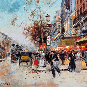 Boulevard Montmartre, Paris Painting by Edouard Leon Cortes Reproduction