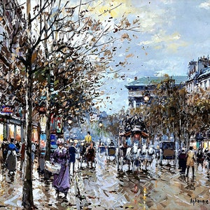 Boulevard de la Madeleine, Paris Painting by Antoine Blanchard Reproduction