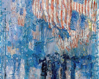 The Avenue in the Rain Painting by Frederick Childe Hassam Reproduction