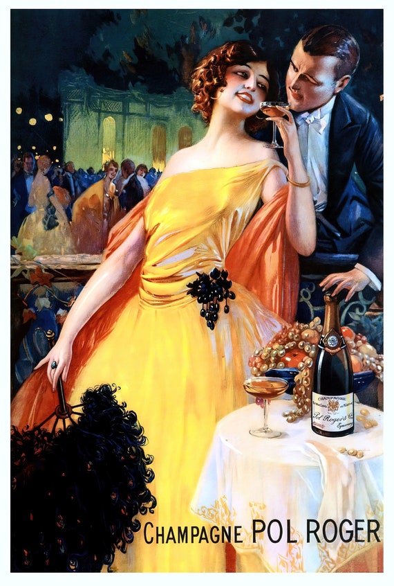 Пару постеров старой рекламы алкоголя. Шампанское Pol Roger