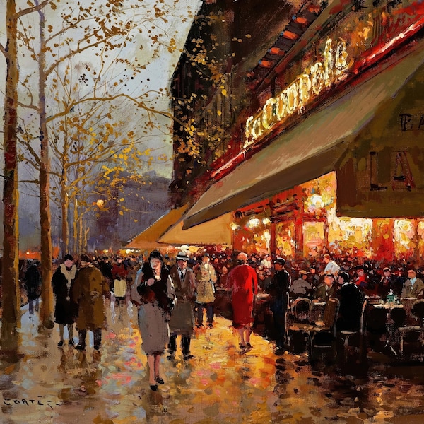 La Coupole, Montparnasse, Paris Peinture par Edouard Leon Cortes Reproduction