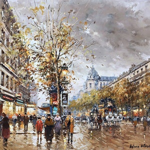 Les Grands Boulevards, Paris Painting by Antoine Blanchard Reproduction