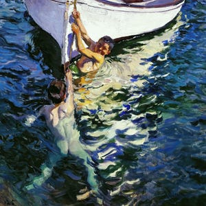 The White Boat Painting by Joaquin Sorolla y Bastida Reproduction