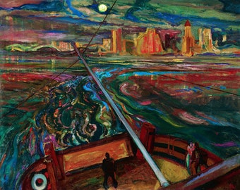 Ferry nocturno, pintura de Vancouver por Frederick Horsman Varley Reproducción