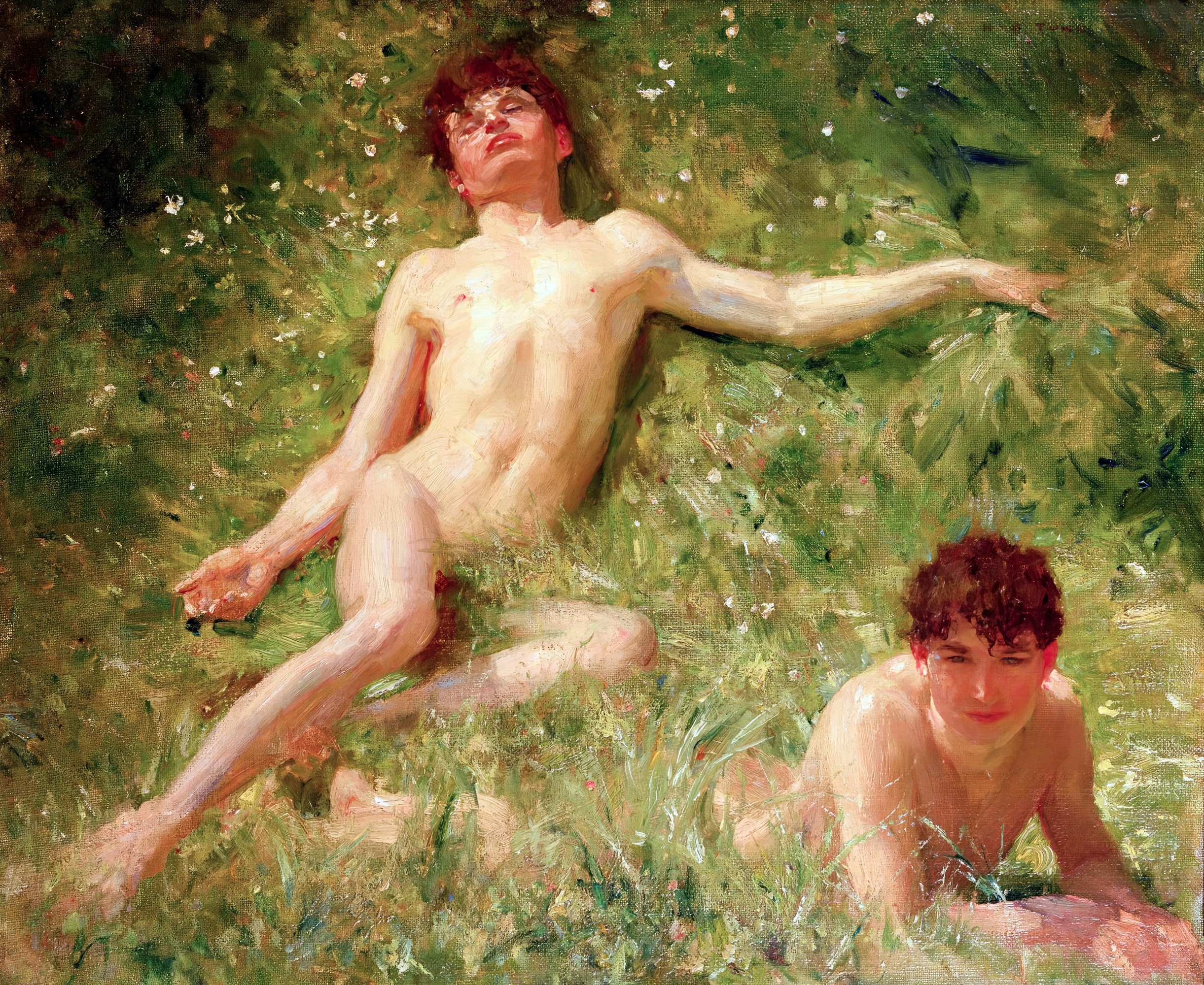 The Sunbathers Painting by Henry Scott Tuke Art Reproduction
