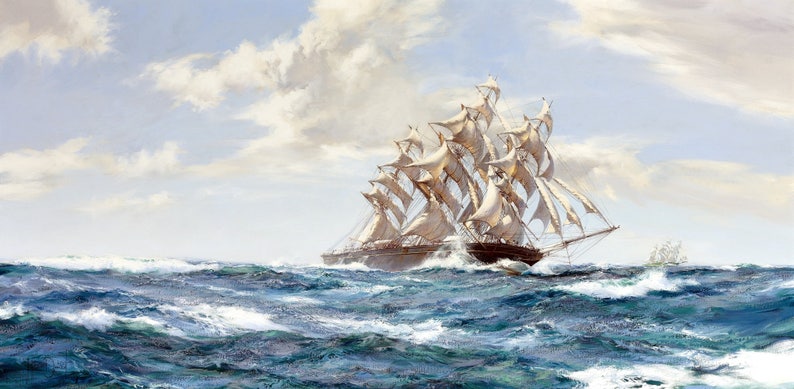 Racing Home Painting by Montague Dawson Art Reproduction