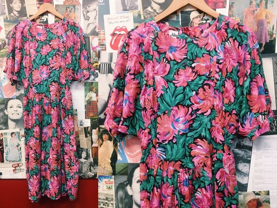 Vintage Rare 70's Adini Indian Floral Day Dress