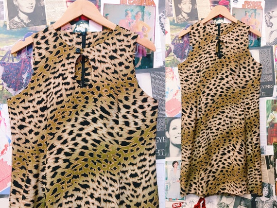 Wild Child Retro 1980s Keyhole Leopard Print Dress