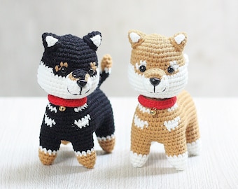 編みぐるみ犬がま口　柴犬 ハンドメイド もこもこ黒柴犬さん あみぐるみがま口 財布 ポーチ