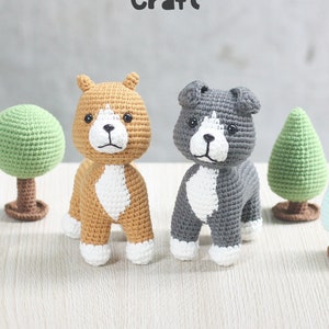 Pitbull Dog Amigurumi Crochet Pattern PDF. Ryan the Puppy Dog Crochet. Stuffed animal DIY gift.