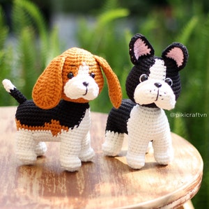 Patrón de crochet para bulldog francés y beagle: Cachorros amigurumi (Descargar PDF)