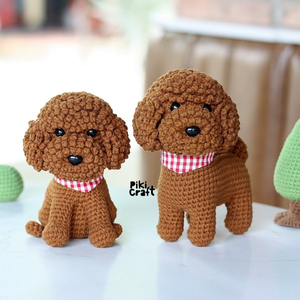2 In 1 Amigurumi Crochet Dog Pattern PDF. Lucas and Fluffy Puppies Sitting & Standing. Puppies Dog Crochet Amigurumi Patterns.
