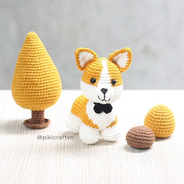 Oliver the Corgi Amigurumi Crochet Dog Pattern PDF. Puppy Dog Crochet Amigurumi Patterns.