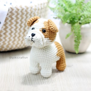 English Bulldog Amigurumi Dog Crochet Pattern PDF. Jagger the English Bulldog. Instant Download.