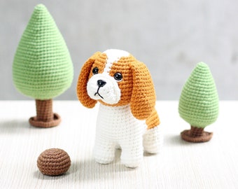 キャバリアキングのかぎ針編み犬パターン：あみぐるみの子犬（PDF