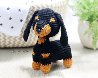 Patrón de crochet para amigurumi de Oscar el perro salchicha (PDF)