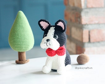 Modèle amigurumi au crochet Frankie le bouledogue français (PDF)