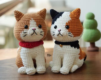 Calico Cat & Golden Cat Amigurumi Crochet Pattern (Intermediate Level) (Digital Download)