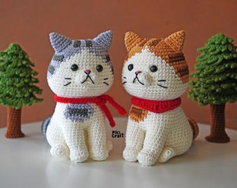 Patron au crochet Amigurumi chat tigré roux (téléchargement numérique)