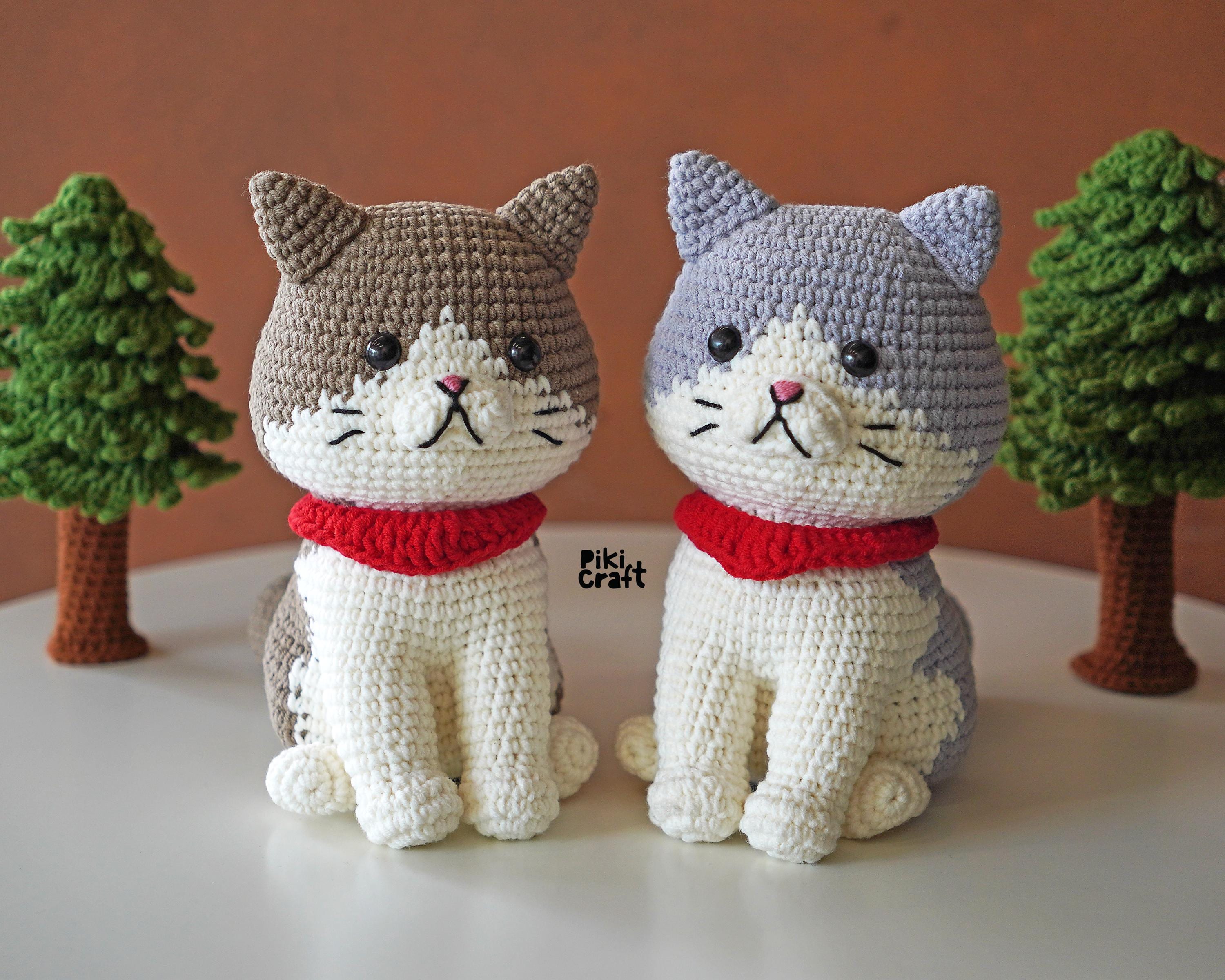 かぎ針編みの子猫の編みぐるみパターン：バイカラーキャット（デジタル