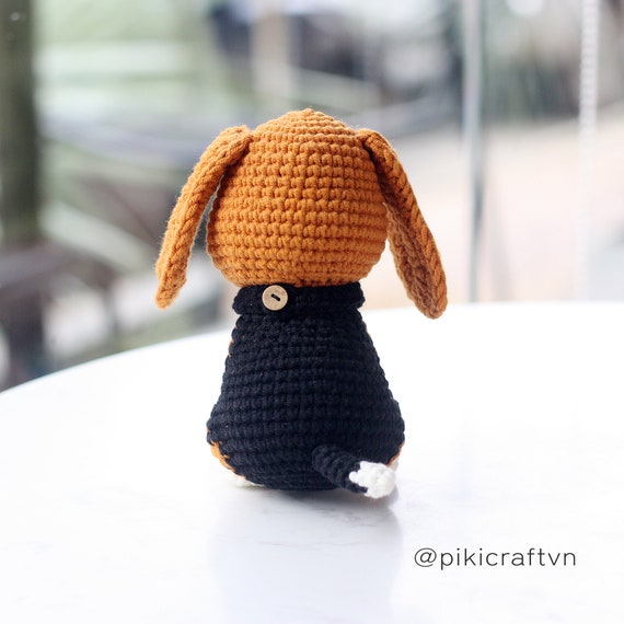ビーグル犬のミロの編みぐるみ編みパターン PDF。子犬の編みぐるみ編み 