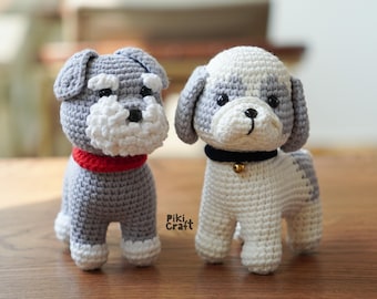 Patron de chiot au crochet : amigurumi shih tzu et mini schnauzer chien 2-en-1 (patron PDF)