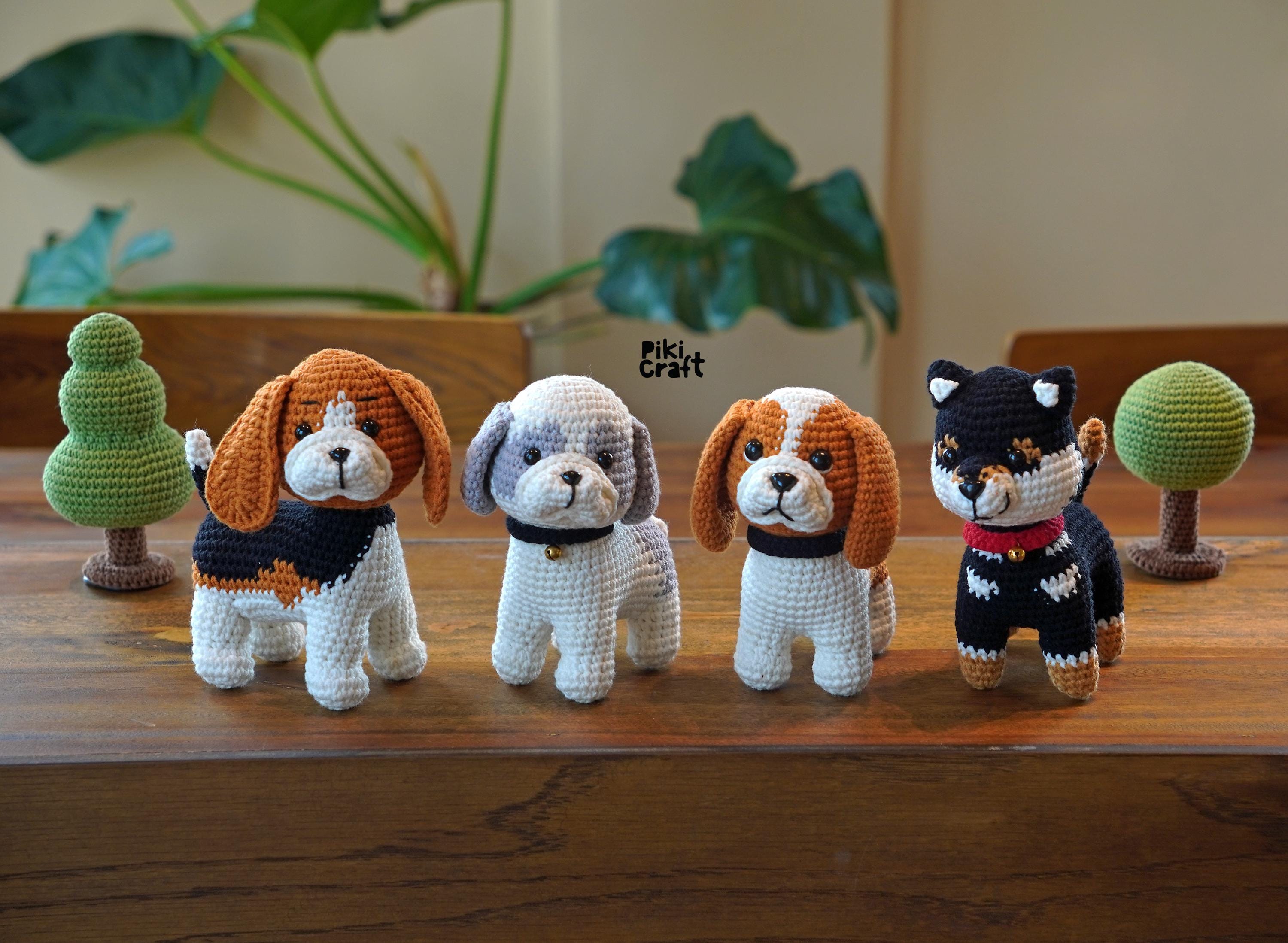 アミグルミかぎ針編み犬パターンバンドル：ビーグル、シーズー