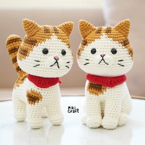 2in1 Tabby Cat Amigurumi Crochet Pattern. Cute Standing & Sitting Kitties. Stuffed animal DIY gift. (Crochet level: intermediate and above)
