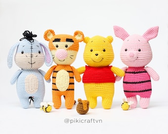 Amigurumi Bear And Pig Crochet Pattern PDF (Bonus HoneyJar & Bee Pattern). Pikicraft
