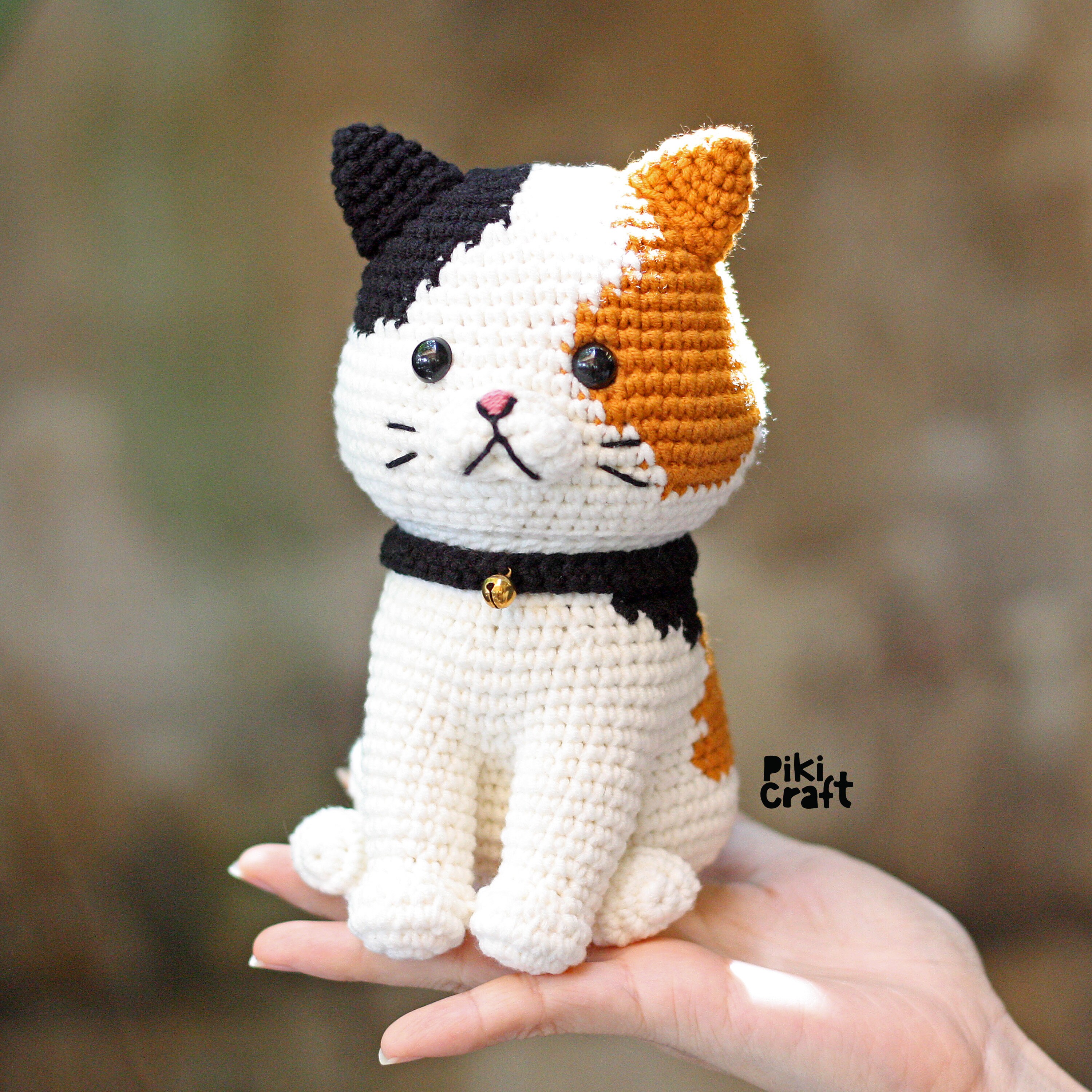 三毛猫のあみぐるみ編み図｜リアルな子猫のPDFおもちゃデコレーション