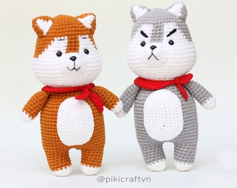 Husky Couple Amigurumi Crochet Pattern PDF. Husky Amigurumi Patterns. Instant Download.
