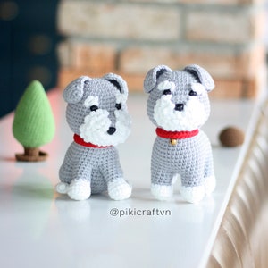 2In1 Amigurumi Crochet Dog Pattern PDF. Schnauzer Puppies Sitting & Standing. Puppy Dog Crochet Amigurumi Patterns.