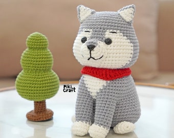 Patron de chien Husky au crochet : Amigurumi Husky sibérien Apollon (téléchargement numérique)
