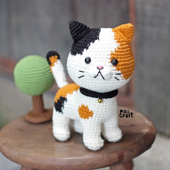 三毛猫のかぎ針編み編みぐるみパターン：3in1の子猫（PDFパターン