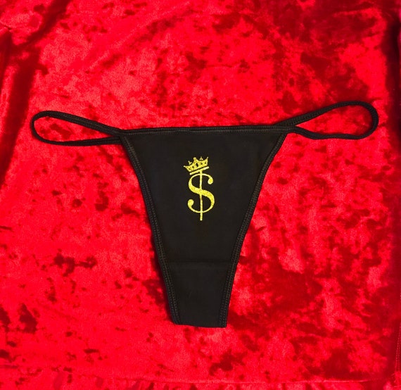 Custom Thong Crown Letter Underwear Personalised Knickers Rhinestone Queen Back