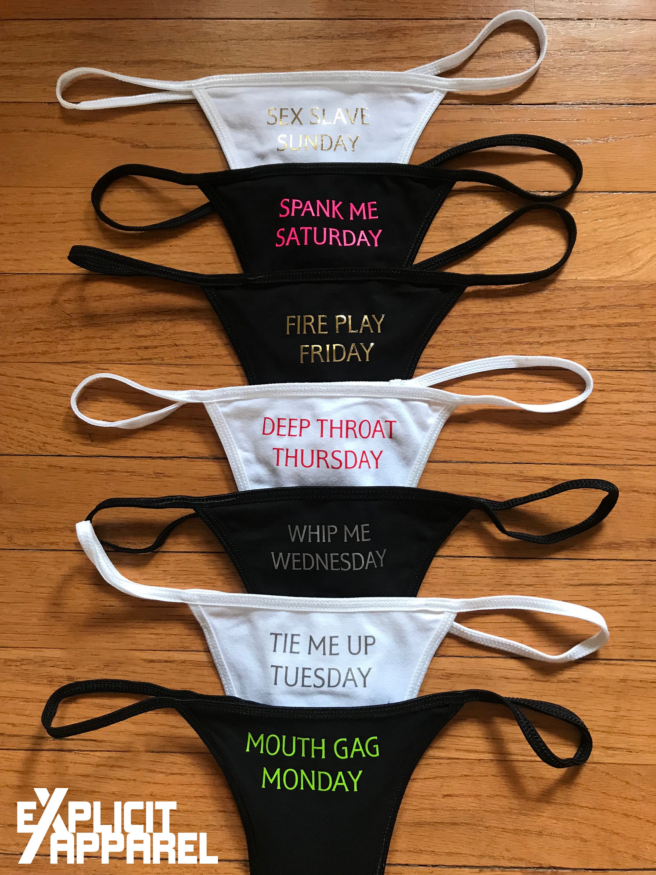 BDSM Days of the Week Underwear Thong Set Sexy Fetish Custom Print Thongs -   Canada
