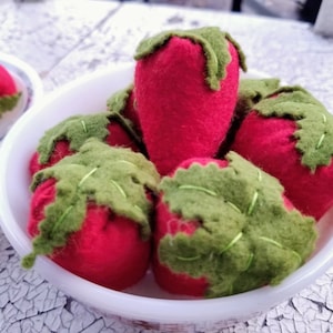 All Natural Wool Felt Food -  Strawberries