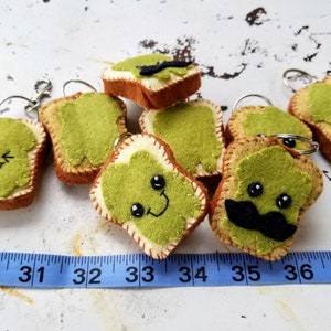 All Natural Wool Felt Food - Avocado Toast - Keychain - Zipper Pull