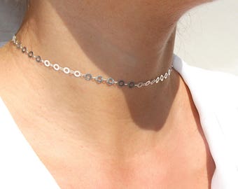 Collier choker ras du cou - collier argent massif - tour de cou - choker - collier court - argent massif 925 - collier cercles - bohème-chic