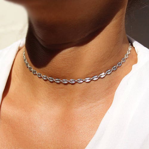 Sterling Silver Chain Choker Minimalist 