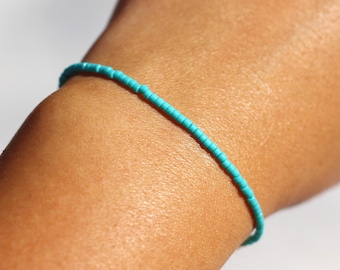 Tiny turquoise beads bracelet - Thin bracelet - beaded bracelet - turquoise stone bracelet - summer beach bracelet - blue bracelet -delicate